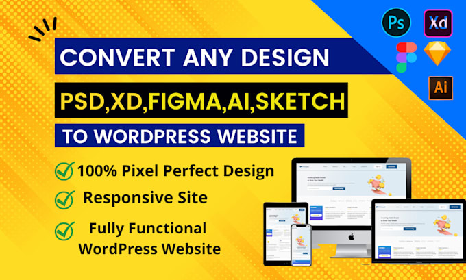 Gig Preview - Create a wordpress website from  PSD, figma, and xd files