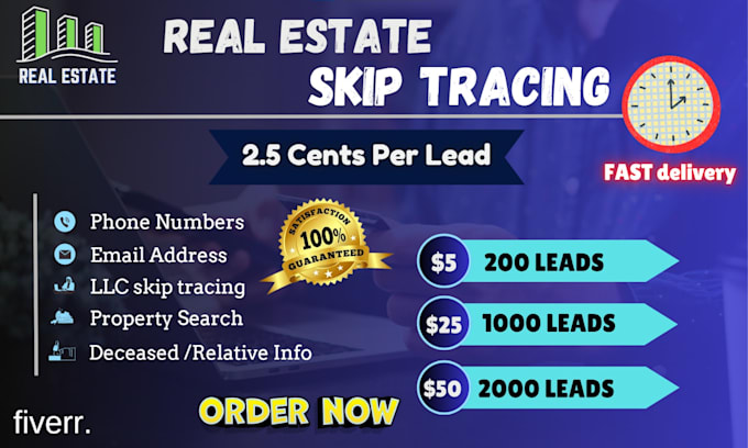 Gig Preview - Do real estate skip tracing and llc skip tracing in bulk