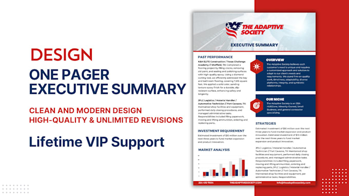 Gig Preview - Design an effective one pager, executive summary, or investment teaser