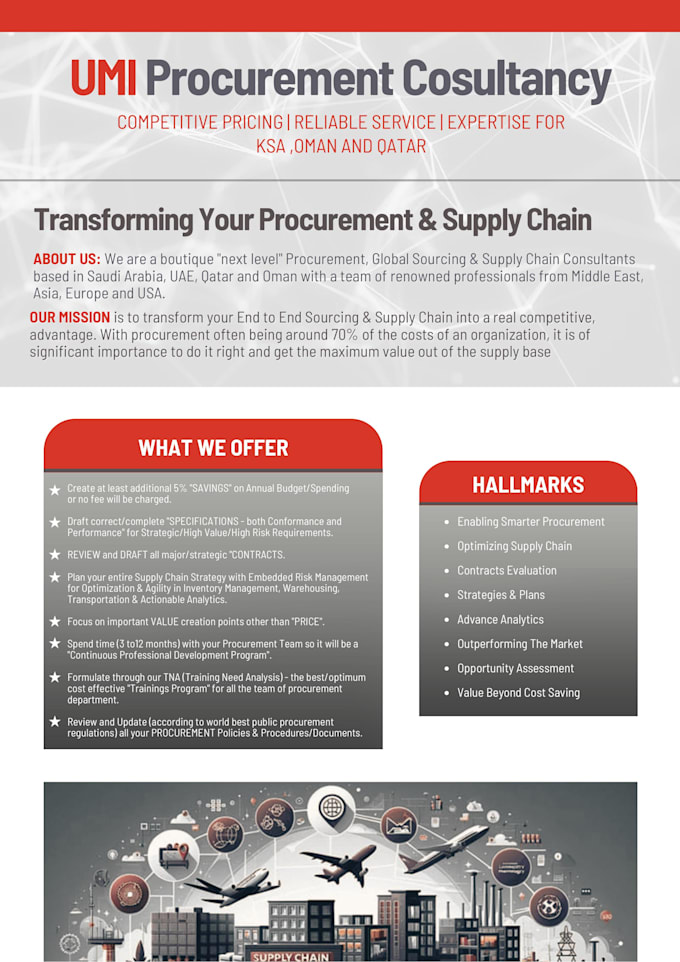 Gig Preview - Be consultants supply chain, global sourcing, logistics