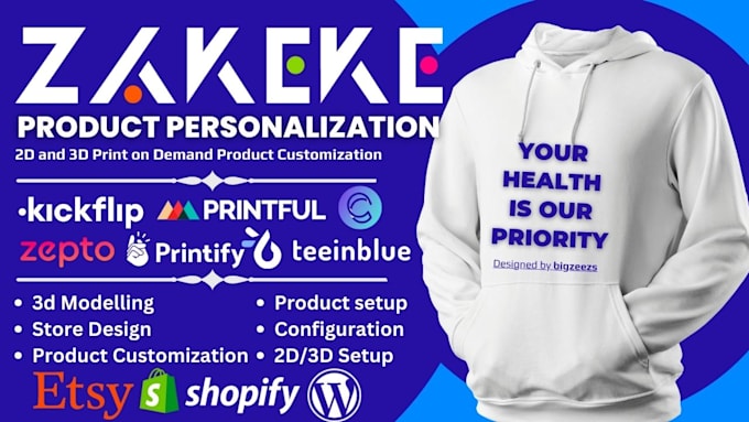 Bestseller - do shopify pod customization with zakeke, kickflip, customily, teeinblue, zepto