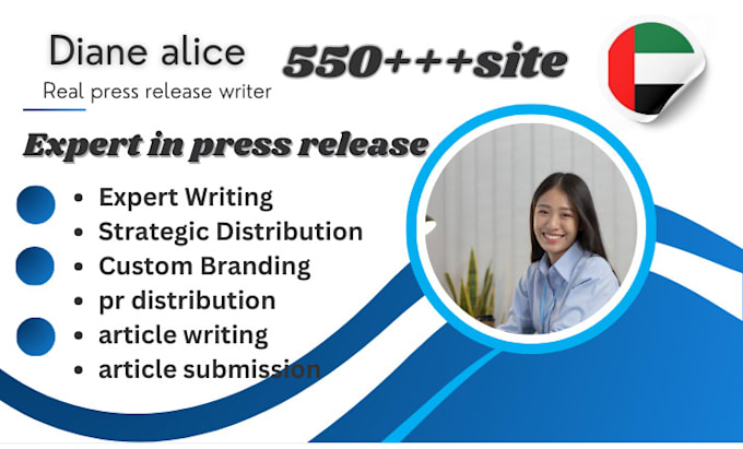 Gig Preview - Expertly do uae press release distribution,uae sites, high impact releases