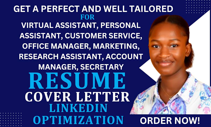 Gig Preview - Write virtual assistant, personal assistant, customer service, secretary resume