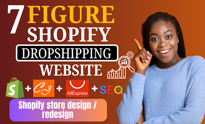 Gig Preview - Build 7 figure shopify store shopify dropshipping store shopify website design