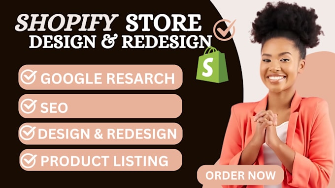 Gig Preview - Design redesign shopify store create shopify dropshipping store shopify website