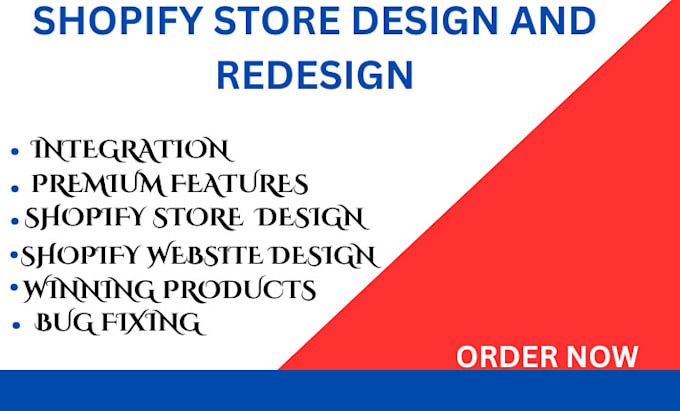 Gig Preview - Redesign shopify website design shopify store design