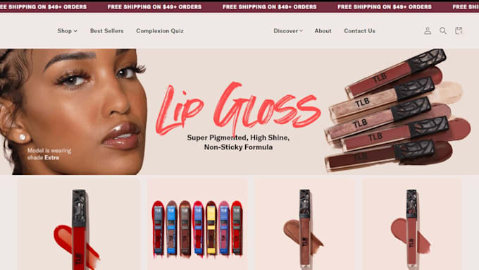 Gig Preview - Build lip gloss website lip stick store lip balm website cosmetics shopify store