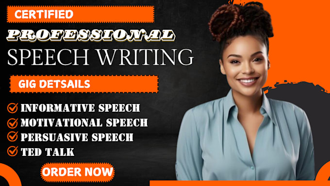 Gig Preview - Write informative motivational speech, persuasive speech for any event, ted talk