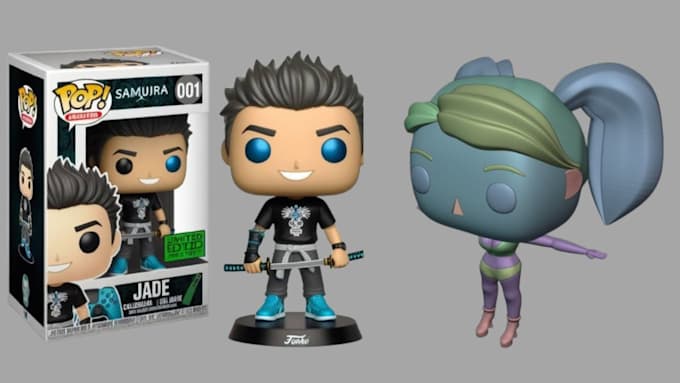 Gig Preview - Create 3d funko pop model bobble head caricature vinly funko pop with box