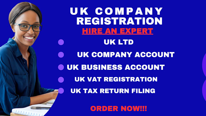 Gig Preview - Do uk ltd, uk company registration, uk vat registration, utr, cic registration