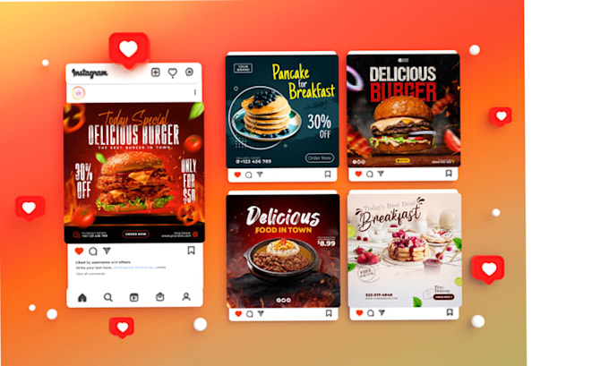 Gig Preview - Do impressive food social media post, poster ,restaurant flyer, menu