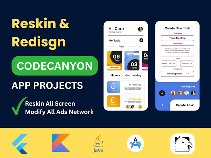 Bestseller - do reskin android app, redesign and customize codecanyon app