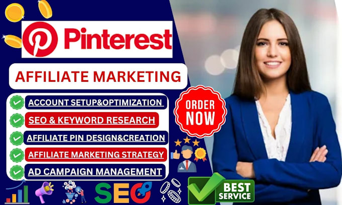 Gig Preview - Setup pinterest affiliate marketing ad campaigns pin designs boost sales traffic