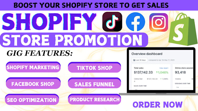 Gig Preview - Setup facebook shop, instagram shop, tiktok shop and complete shopify marketing