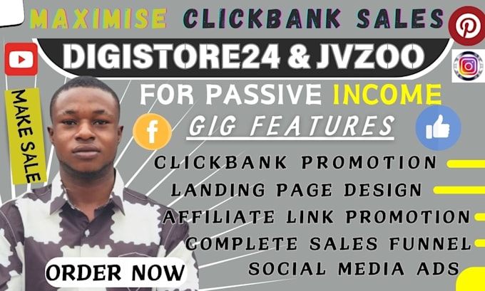 Gig Preview - Build link promotion sales funnel for clickbank jvzoo for passive income