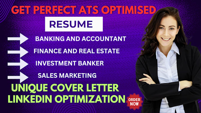 Gig Preview - Write sales accounting ats resume writing banking finance marketing real estate