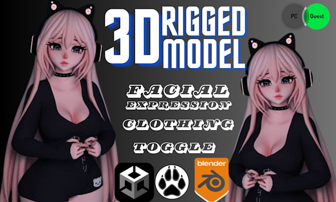 Bestseller - make accurate 3d avatar for vrchat and vtube  furryvrc avatar, vrm fbx unity