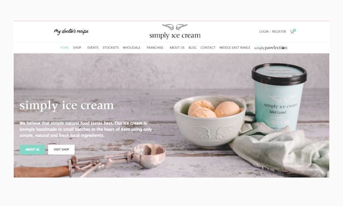 Gig Preview - Design branded ice cream ecommerce website ice cream shopify store cake website