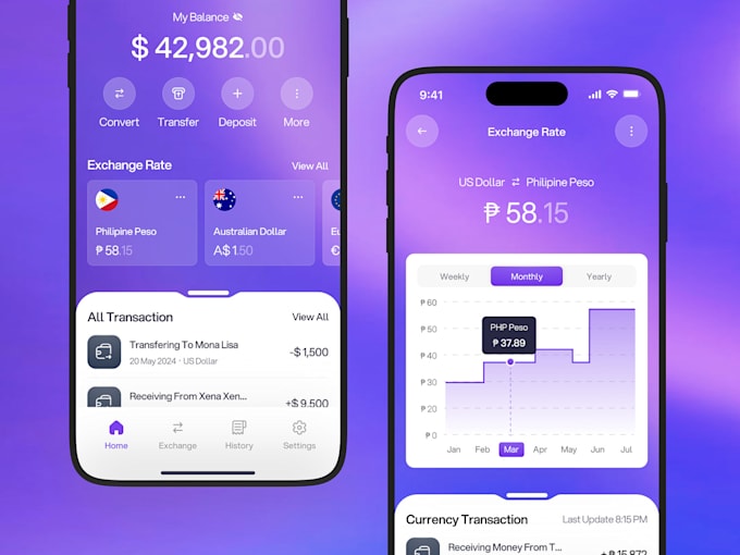 Gig Preview - Exchange currency app, crypto finance management app, crypto nft app