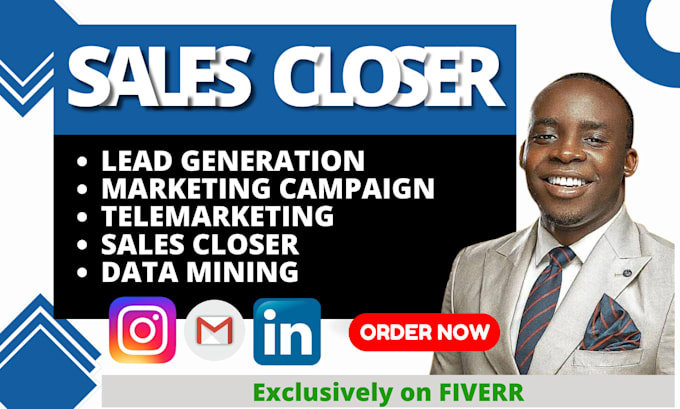 Gig Preview - Do sales closer, linkedin lead, sales rep, virtual assistant, data mining