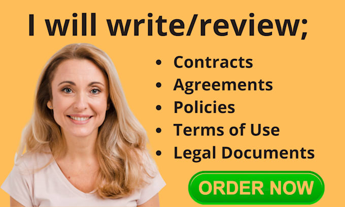 Gig Preview - Draft or review legal contracts, agreements and terms of use