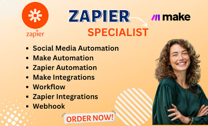 Gig Preview - Be your zapier expert setup zapier zap integration API zaps make com automations