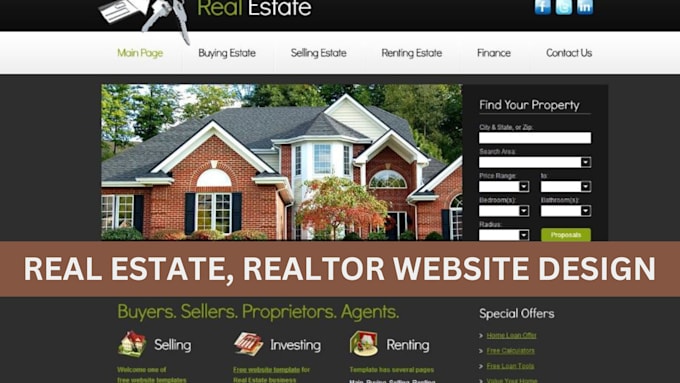 Gig Preview - Do real estate website, house rental website, realtor agent website, properties