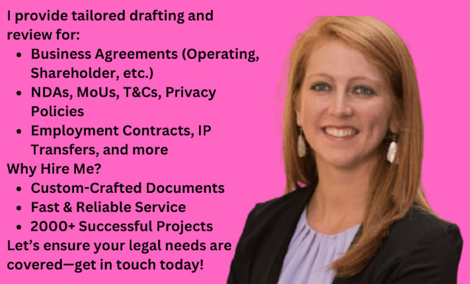 Gig Preview - Be your contract lawyer for drafting legal contracts