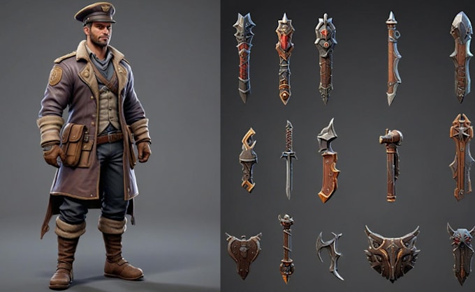 Gig Preview - Design outstanding 3d game asset, props, weapon and character for your game