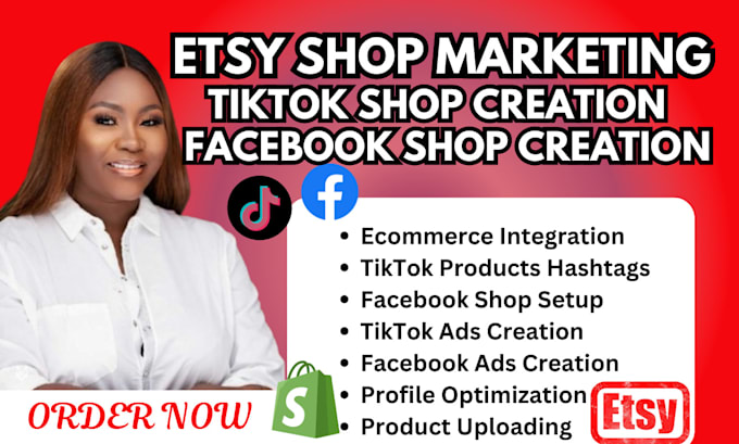 Gig Preview - Do tiktok shop facebook shop to promote etsy shop product listing SEO promotion