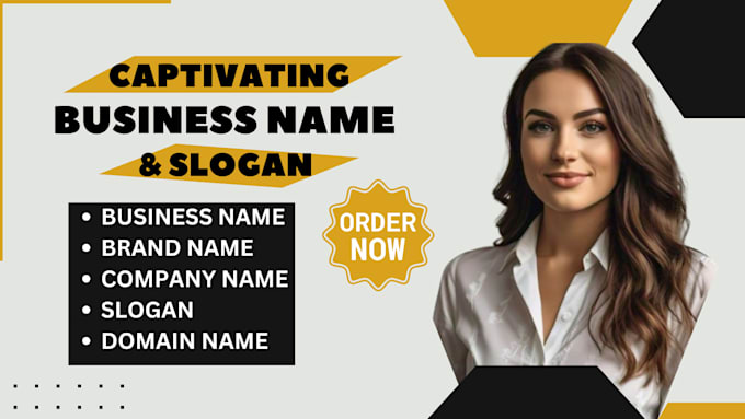 Gig Preview - Create business name, brand name, product name, slogan, and domain name