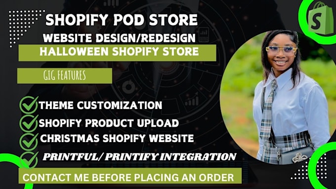 Gig Preview - Shopify print on demand shopify pod printify christmas halloween shopify store