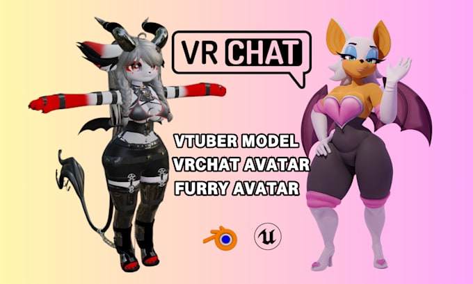 Gig Preview - Create custom vrchat avatar vtuber model furry avatar with blender vrc rigging