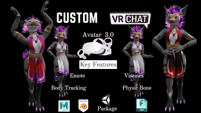 Bestseller - create custom 3d vrchat avatar nsfw furry vrc vr character for quest and pc