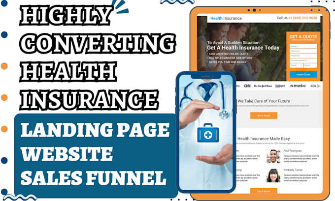 Gig Preview - Design health insurance landing page medicare website home care lead funnel