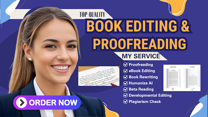 Gig Preview - Do ebook editing, book rewriting, proofreading, beta reading, humanize ai