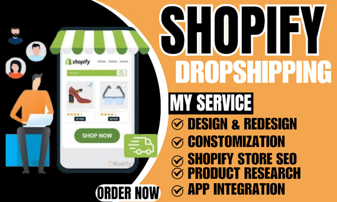 Gig Preview - Do 7figure shopify dropshipping store ecommerce website shopify design redesign