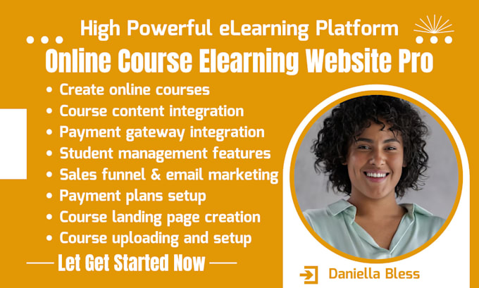 Gig Preview - Create elearning lms website, online course website on kajabi, thinkific, podia