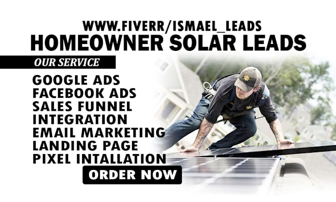 Gig Preview - Generate homeowner solar leads roofing leads solar landing page solar website