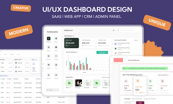 Gig Preview - Do ui ux design for your saas, admin panel, web application and CRM