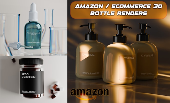 Gig Preview - Render custom 3d bottle container design for ecommerce amazon listings etsy