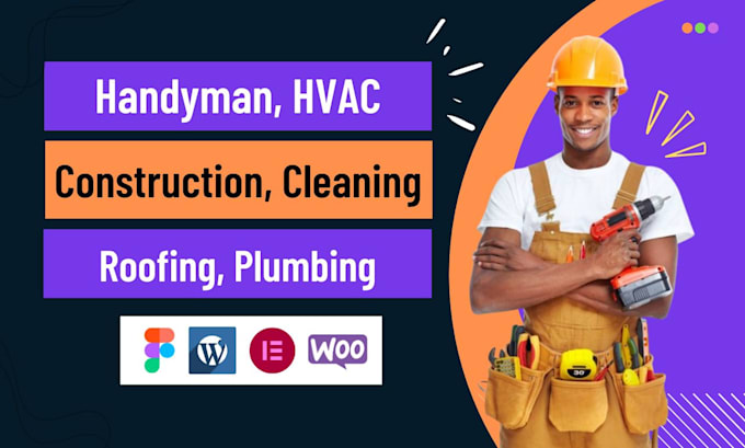 Gig Preview - Build hvac, handyman, roofing, cleaning services, plumbing, construction website