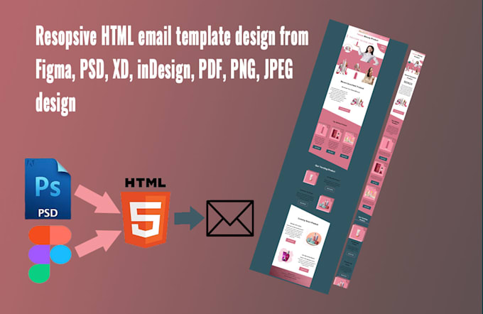 Gig Preview - Convert PSD, figma, PDF, xd into HTML email template