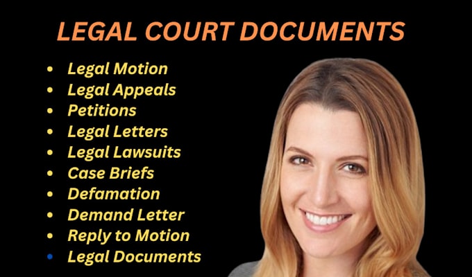 Gig Preview - Draft motions, pleadings, lawsuit, complaints, petition, discovery, appeal, nda