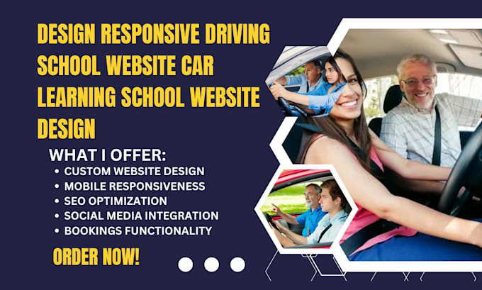 Gig Preview - Design a responsive driving school website, car driving learning school website