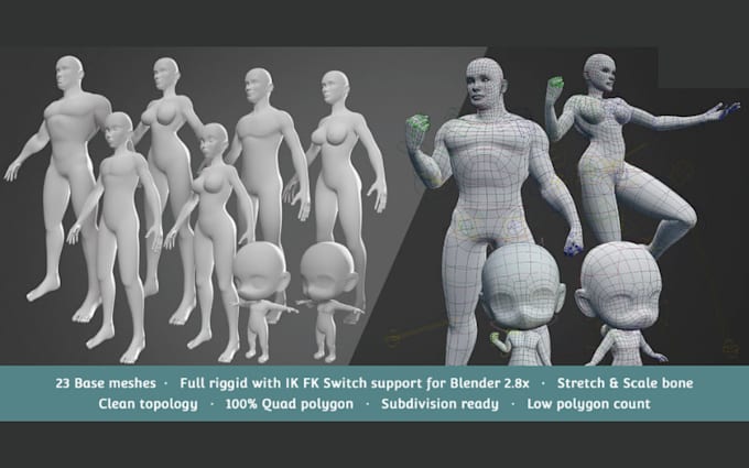 Gig Preview - Do 3d game character low poly character retopology 3d character rigging