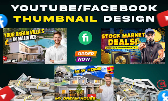 Bestseller - design attractive and eye catchy youtube thumbnail for your videos