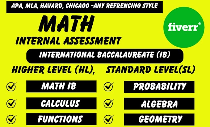 Gig Preview - Assist in math ia for ib