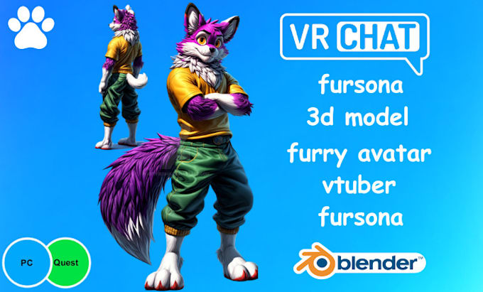 Gig Preview - Create vrchat avatar, furry avatar, furry nsfw, fursona vtuber model, nsfw