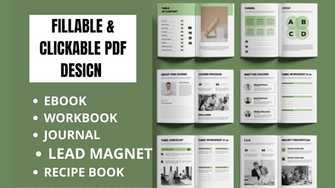 Gig Preview - Design pdf workbook, ebook, journal, lead magnet, cookbook, and kdp cover design